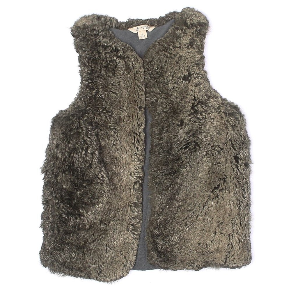 Lands' End Faux Fur Vest Girls Size 6X